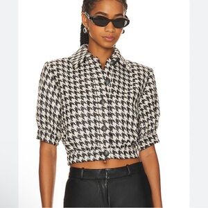 L'Agence Cove Houndstooth Cropped Jacket NWT